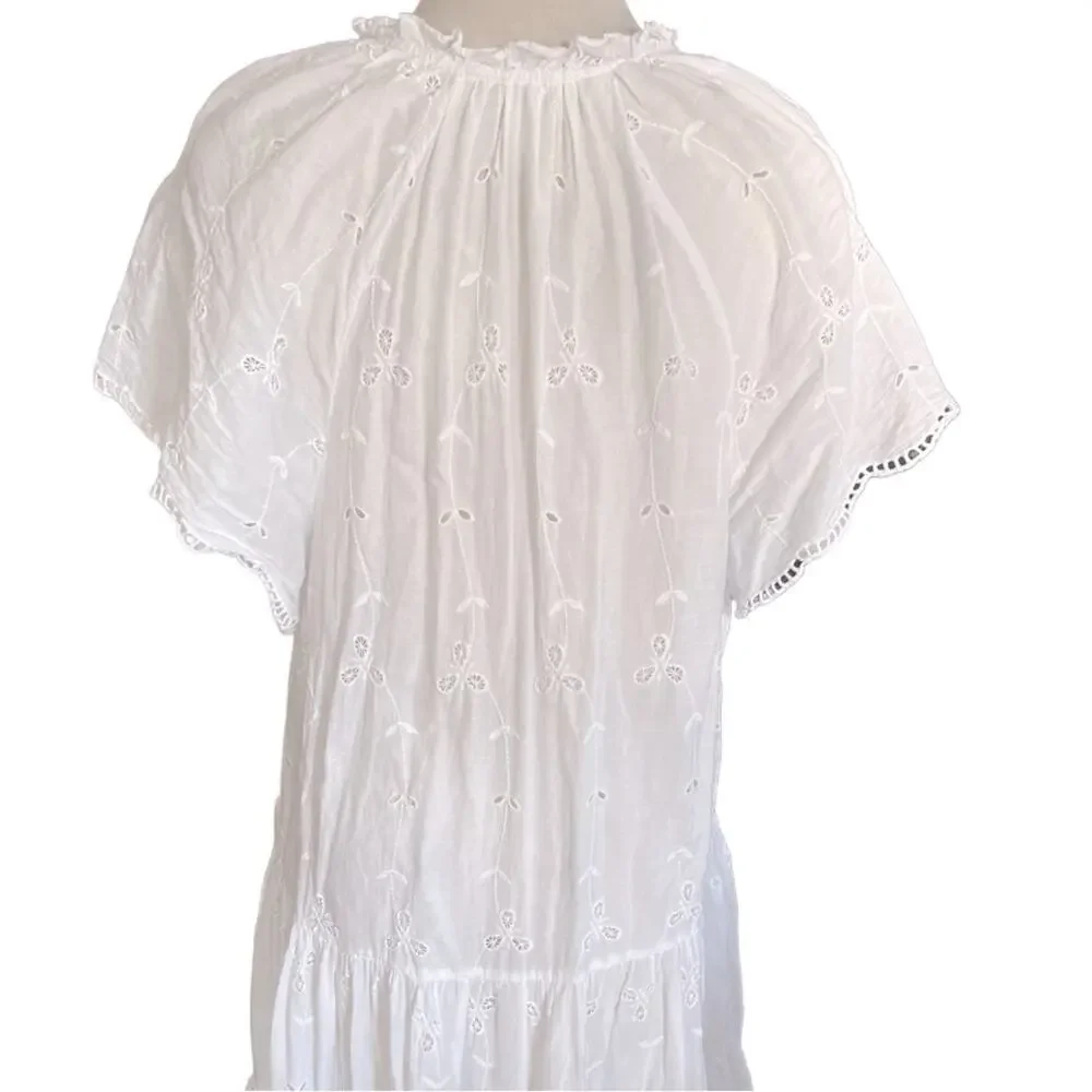 MANGO Open Work Detailed  Eyelet Dress White Size M